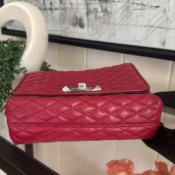 REBECCA MINKOFF Quilted Red Leather Crossbody Bag Classic Designer Purse - Picture 4 of 8
